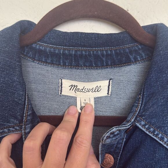 Madewell | Denim Western Midi Shirtdress in Laselle Wash Blue Long Sleeve Size 8 - Picture 7 of 9